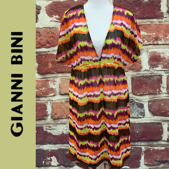GIANNI BINI COLORFUL ABSTRACT STRIPED DRESS - Picture 6 of 8